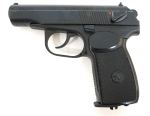 Массогабаритный лазерный макет пистолет Макарова ПМ со встроенным лазерным модулем и аккумуляторной батареей